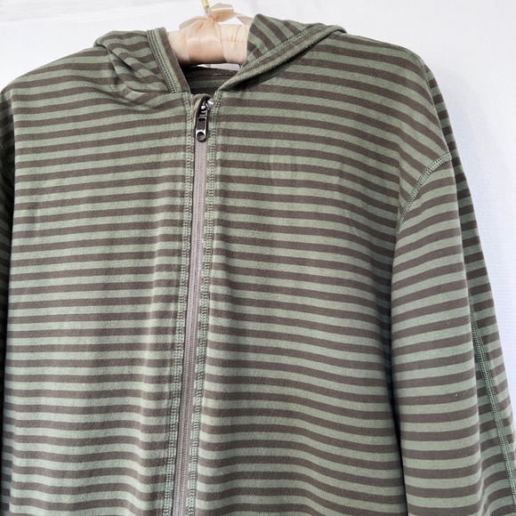 Lululemon Mens Hoodie Full Zip Striped Sweater Green Jacket Size XL - Picture 3 of 6